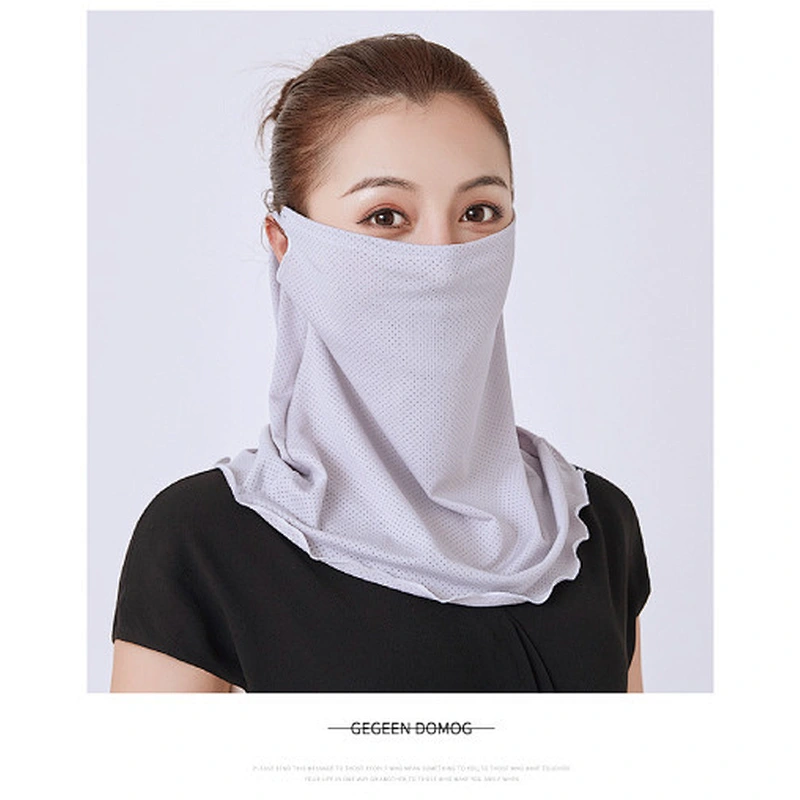 Custom Plain Color Sunscreen Ice Silk Bandana With Ear Loop For Face Coverage And Dust Protection
