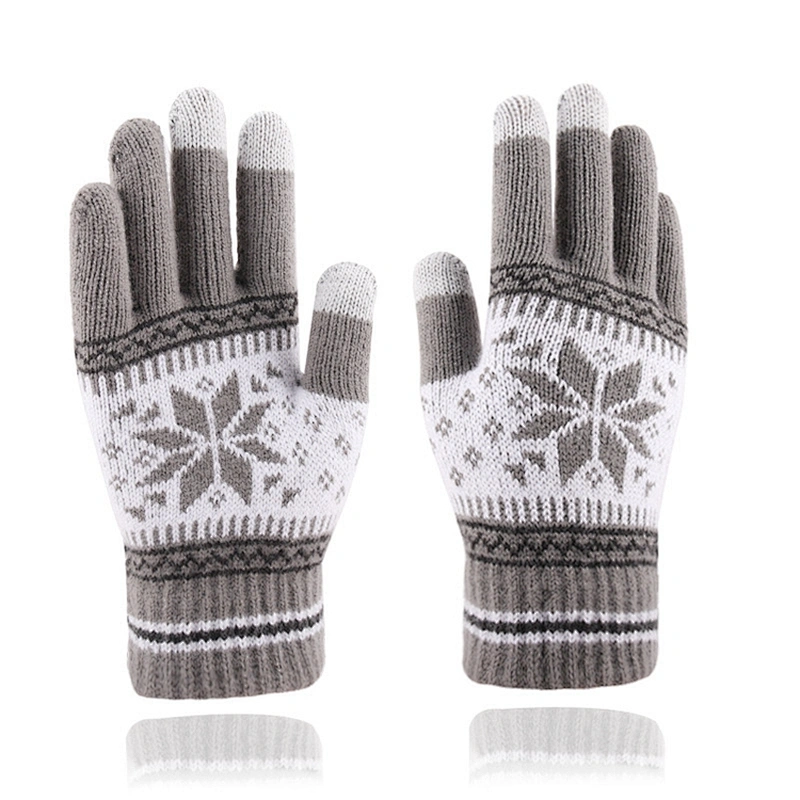 New Style Knitted Wool Snowflake Touch Screen Gloves Men Women Autumn Winter Warm Gloves Wholesale