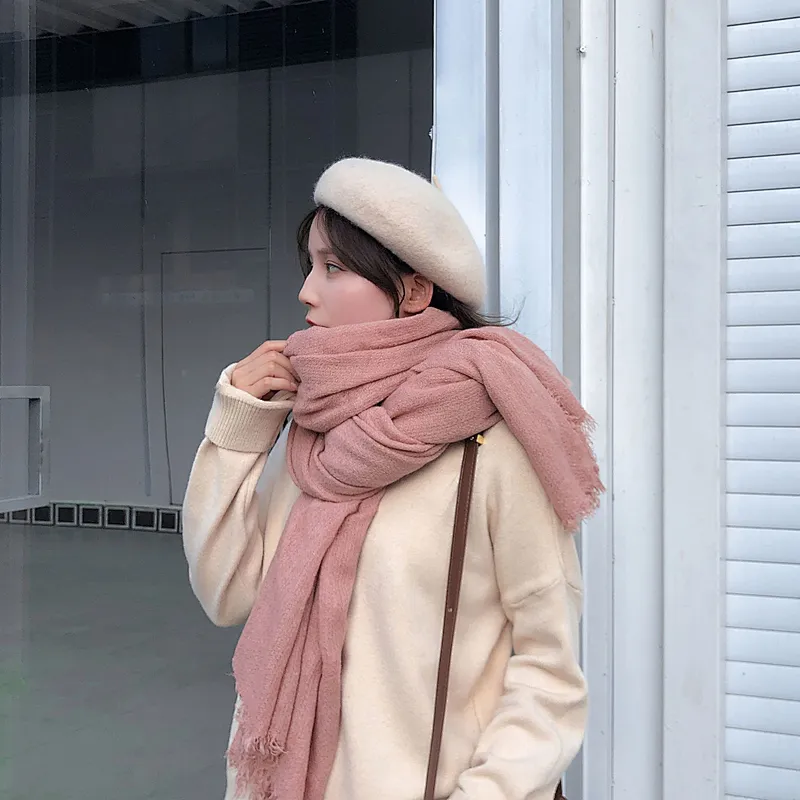 Factory Direct Multi-Color Wholesale Pure Color Cashmere Soft Scarf Women Autumn Winter Shawl