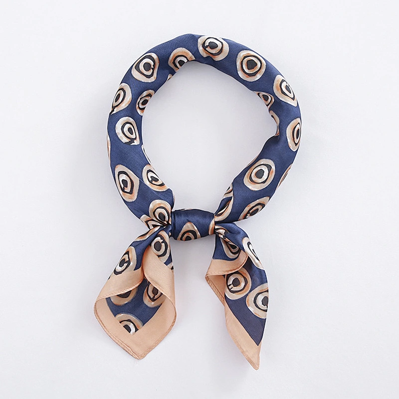Wild circular printed female spring and summer temperament simulation silk small square scarf