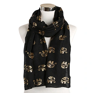 2020 Animal Hot Stamping Gold Rose Gold Elephant Pattern Polyester Scarf