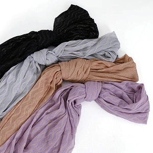 Candy Color Polyester Scarf Muslim Hijab Solid Crinkle Headband Shawls Wrap Lady Head Kerchief Winter Pashmina Scarves