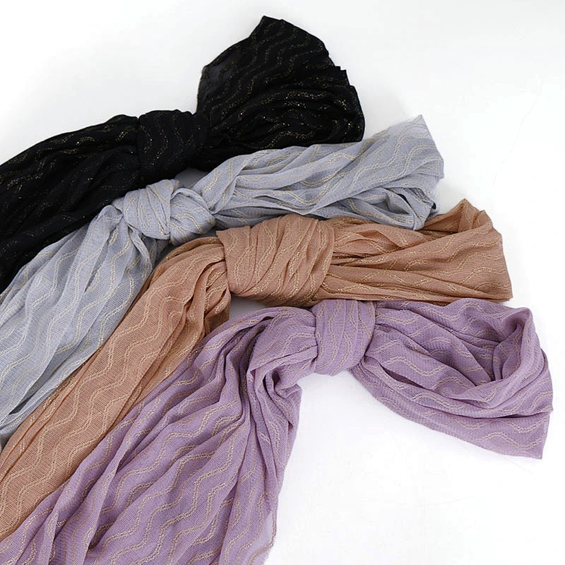 Candy Color Polyester Scarf Muslim Hijab Solid Crinkle Headband Shawls Wrap Lady Head Kerchief Winter Pashmina Scarves