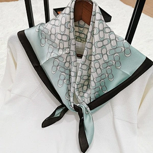 Spring and summer circular printed silk square sunscreen scarf women neck silk small square scarf
