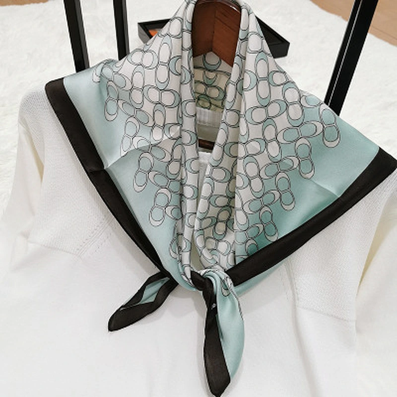 Spring and summer circular printed silk square sunscreen scarf women neck silk small square scarf