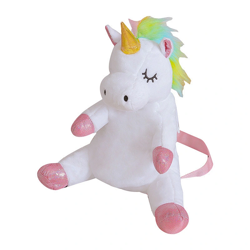 Fashion wholesale creative new rainbow unicorn plush toy backpack girl cute small backpack
