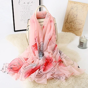 Summer Women Scarf 2020 New Pashmina Shawl Printed Cape Silk Chiffon Polyester Tippet Muffler Floral Printed