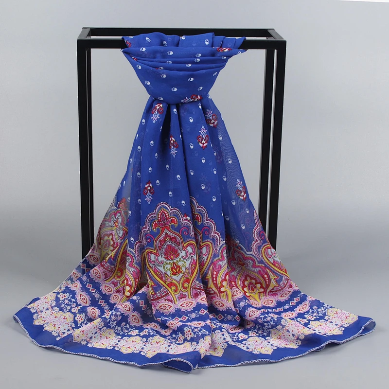 Customized gifts 50 * 160CM ladies scarf pattern printed chiffon sunscreen shawl scarf