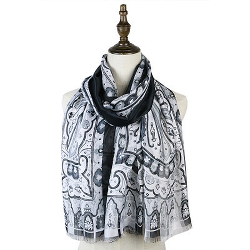 Spring and summer retro printed wild beach scarf ladies chiffon georgette shawl long scarf