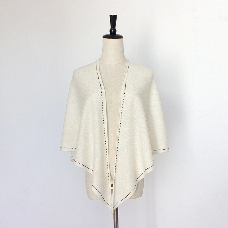 Low MOQ Warmer Cashmere Knitting Triangle Towel Ladies Cashmere Scarves Shawls With Hot Drilling