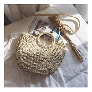 Handmade Straw Bag Female Holiday 2020 Summer Rattan Straw Bag Beach Hand Woven Bag