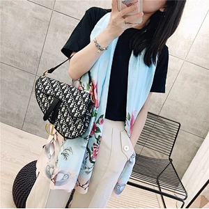 New Spring Summer Beach Scarves Ladies Travel Vacation Sunscreen Silk Scarf Big Flower Printing Long Shawl