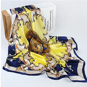 Wholesale Customized New Design Digital Printing Silk Scarf Head Accessories Big Square Satin Hijab Scarf