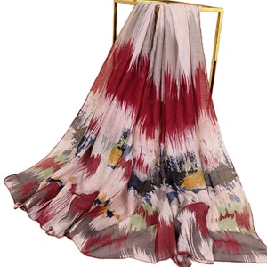 Encrypted Bali Yarn Graffiti Printed Sunscreen Shawl Scarf Women Voile Fabric Scarf Muslim Hijab