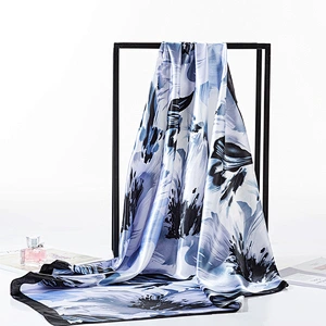 New satin sunscreen large square scarf 90cm graffiti printing simulation silk square scarf