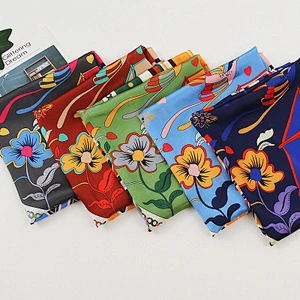 Wholesale 90cm new silk satin dual-use warm scarf printed sunscreen shawl for women