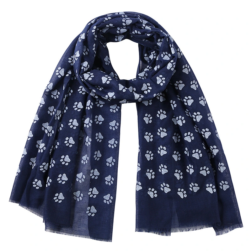 Wholesale Spring Autumn New Style Dog Footprint Print Pattern Polyester Ladies All-Match Scarf Shawl