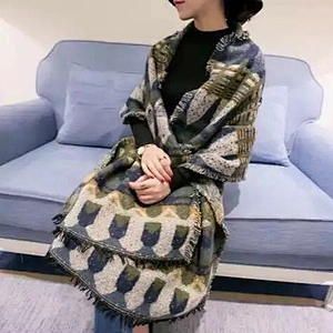 Winter New Pyramid Castle Style Geometric Warm Thickened Unisex Cashmere Scarf Shawl