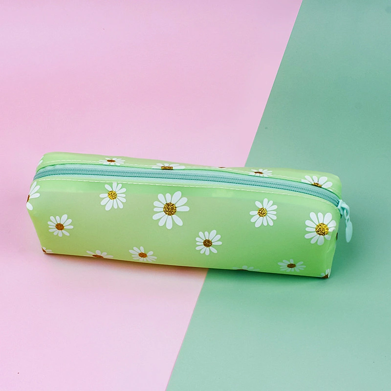 Small Daisy Large Capacity Pencil Case Simple Transparent TPV Girl Cosmetics Daisy Storage Bag Student Pencil Case