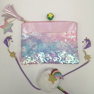 Mermaid Sequin Fashion Handbags Reversible Sequin Storage Bag Tassel Zipper Clutch Bag Makeup