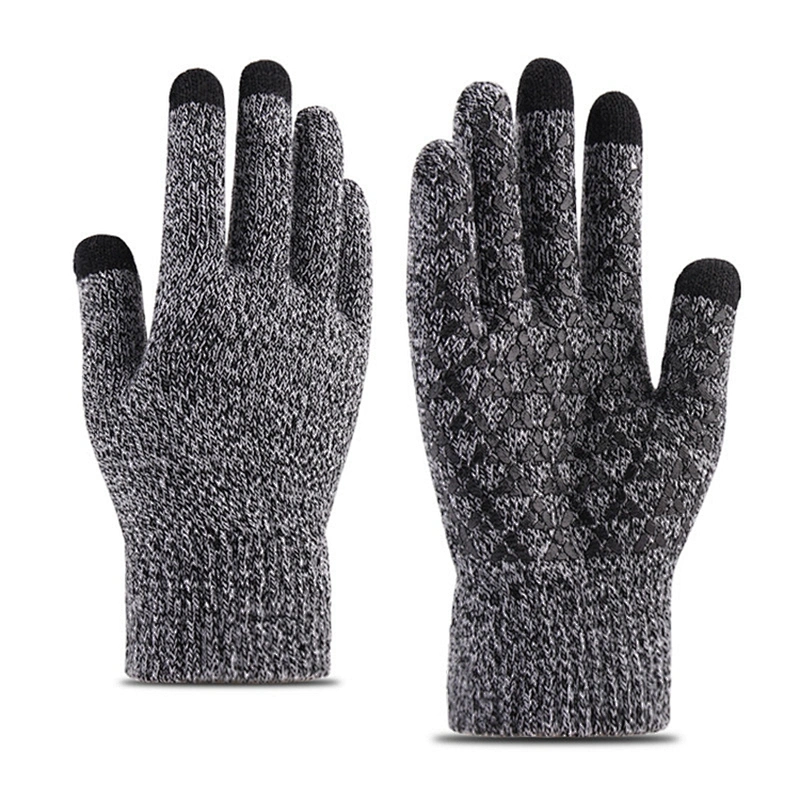 Wholesale Knitted Warm Gloves Men'S Winter Thickened Non-Slip Wool Outdoor Custom Touch Screen Gloves