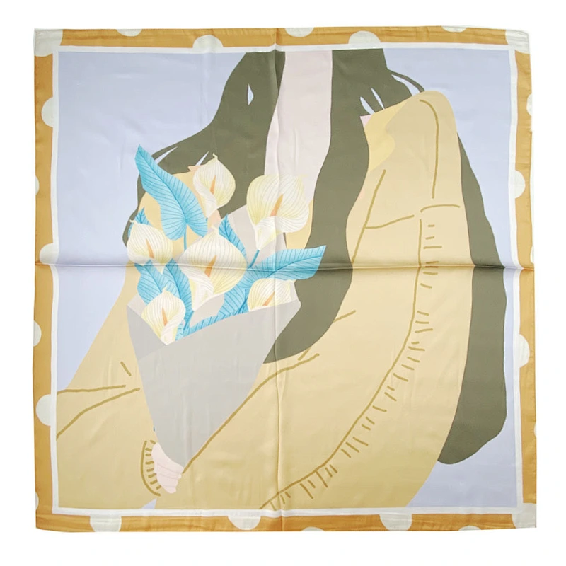 Original Spring Autumn New Digital Printing Small Square Scarf Korean Western Fashion Thin Silk Scarf Women