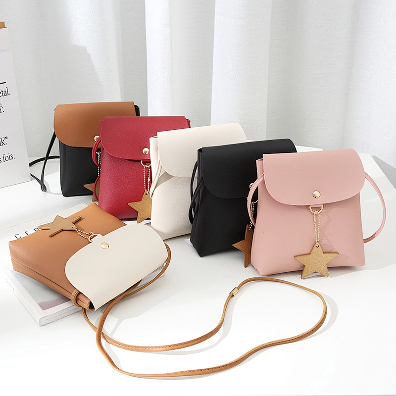 mini lady fashion star pendants crossbody bags pu leather woman messenger bag