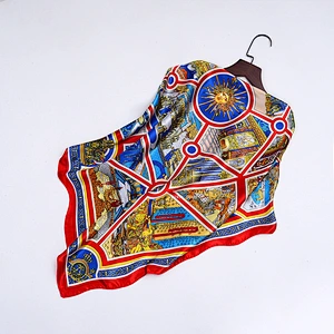 Hot sale Europe and the United States new printing simulation silk satin scarf scarf large square shawl multi-style wholesale