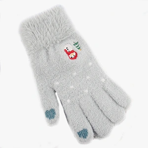 2020 Wholesale New Style Knitted Gloves Women Winter Thickened Warmth Mink Wool Christmas Touch Screen Gloves
