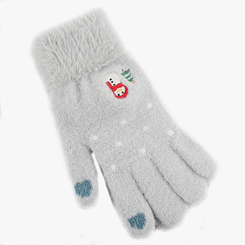 2020 Wholesale New Style Knitted Gloves Women Winter Thickened Warmth Mink Wool Christmas Touch Screen Gloves