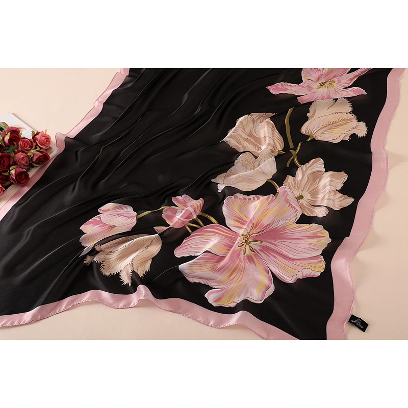 Summer wild scarf female air conditioning shawl scarf female flower printing thin section simulation silk scarf beach towel