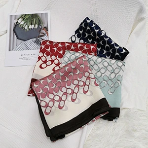 Spring and summer circular printed silk square sunscreen scarf women neck silk small square scarf