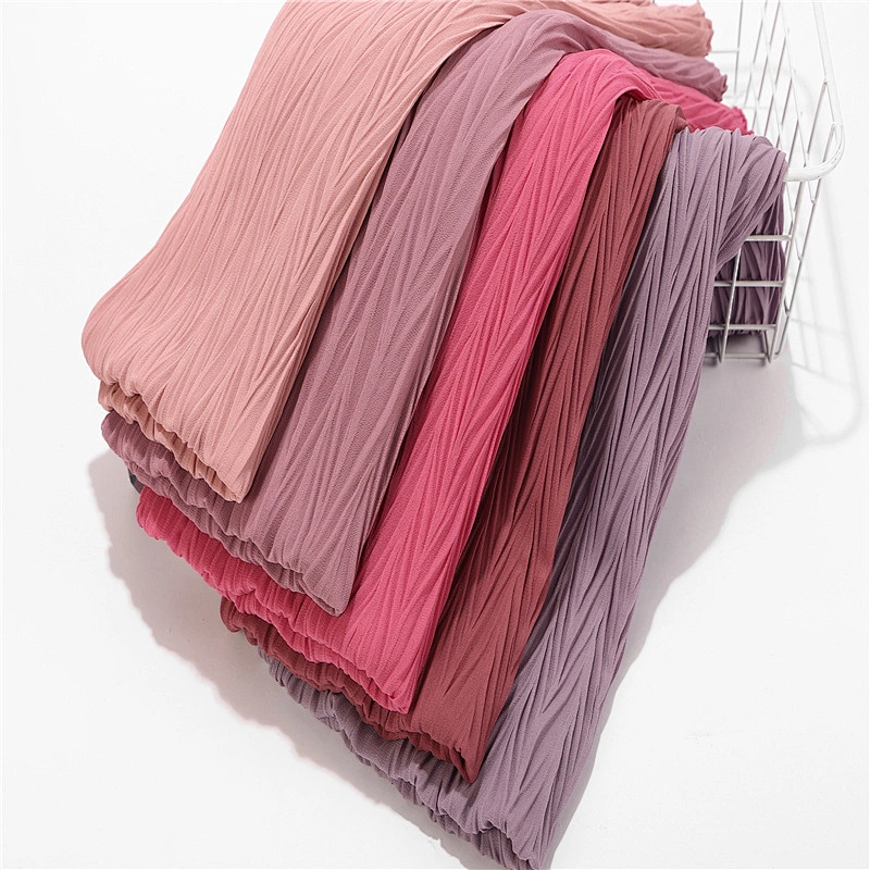 31 color stock Malaysia New Chiffon Crinkle monochrome plain chiffon scarf women hijab