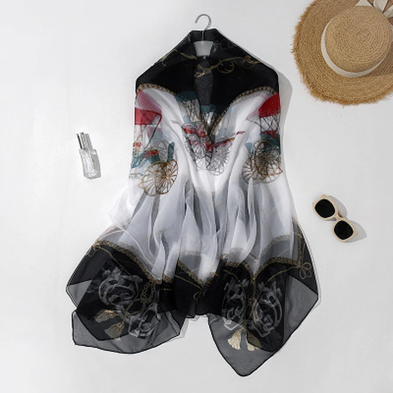 Wholesale new simulation silk scarf summer thin ice silk sunscreen shawl beach towel long scarf