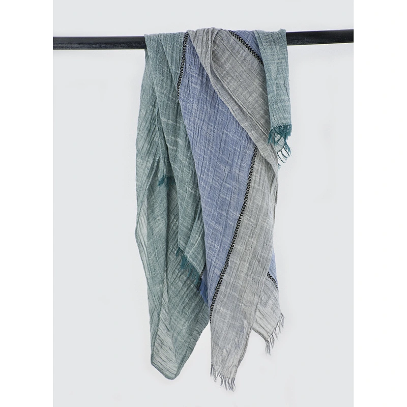 New Korean Style Autumn Winter Art Style Stitching Cotton And Linen Scarf Wholesale