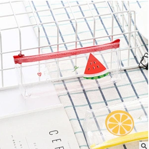 Creative Girl Transparent Pencil Case Fruit Pencil Case Small Student Stationery Bag Pencil Case Storage Bag