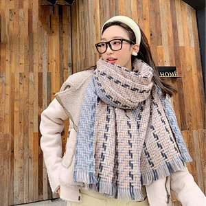 All-Match Simple Color Matching Shawl Windproof Woven Striped Thick Scarf