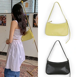 2021 Summer New Design Oil Wax Leather Shoulder Bag Simple  Ladies Baguette Handbags Underarm Bag