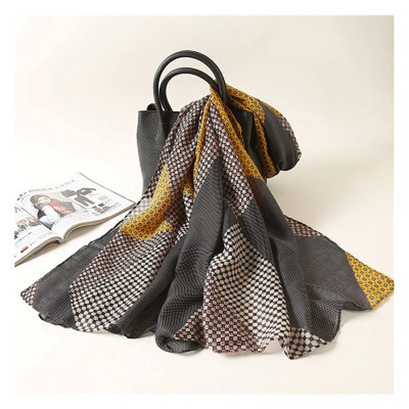 New outdoor shading scarves color matching thin section printing summer polyester sunscreen shawl scarf