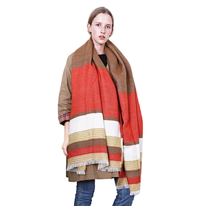 Fall Winter New Style Stripes Color Matching Cashmere Scarf Women Warm Scarf Thick Shawl