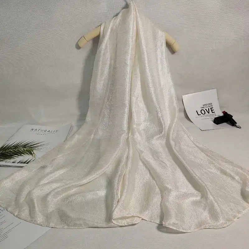 Factory Direct New Dutch Linen Long Sunscreen Beach Towel Shawl Pure Color Scarf Pearl Light Silk Scarf Women
