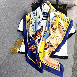 2020 New Sunscreen Silk Scarf Women Winter Silk Cashew Flower Square Scarf Turban Silk Scarf Wholesale