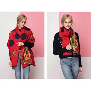 2020 New Fashion Brand European American Style Iron Tower Ladies Cashmere Tassel Warm Scarf Female Shawl