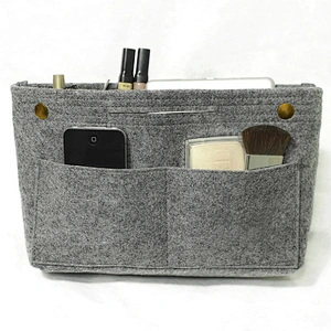 Medium-Sized Felt Cosmetic Bag Large Capacity Multi-Functional Double Layer Storage Bag Makeup Felt Bags
