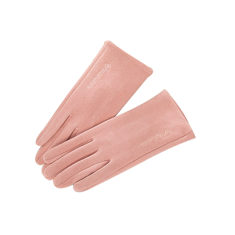 Fashionable Ladies' Embroidered Gloves Touch Screen Suede Comfortable Warm Cute Slender Gloves