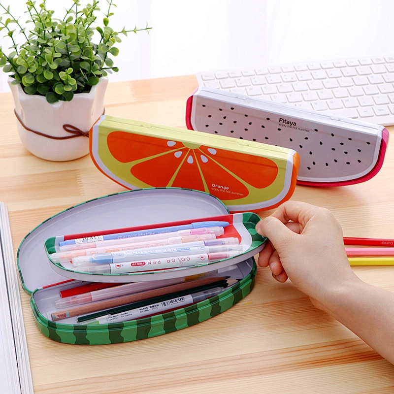 Cute Cartoon Fruit Pencil Case Student Stationery Box Double-Layer Iron Pencil Case