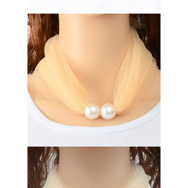 2020 Spring New Pearl Button Small Silk Scarf Variety Small Scarf Korean Version Georgette Decorative Scarves