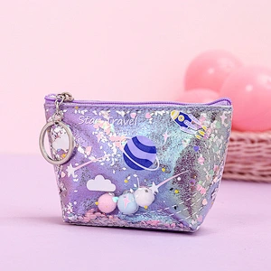 Cute Large Capacity Planet Quicksand Cosmetic Bag Girl Women Portable Small Travel Bag