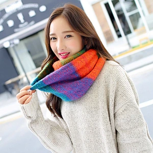 Hot Style Autumn Winter Knit Pullover Collar Female Korean Version Super Long Gradient Color Warm Collar Scarf