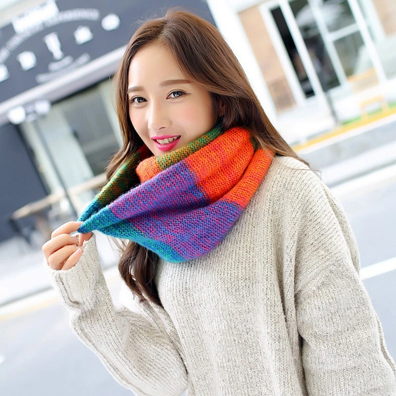 Hot Style Autumn Winter Knit Pullover Collar Female Korean Version Super Long Gradient Color Warm Collar Scarf